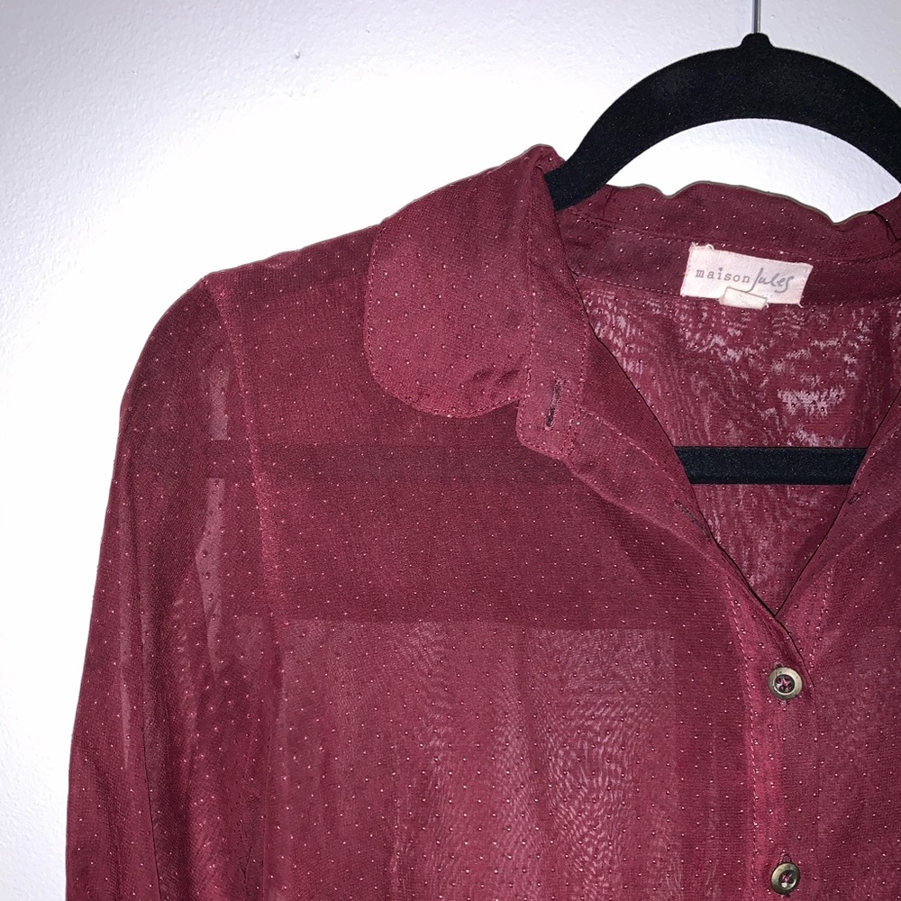 Metallic Dotted Sheer Button-Down - Picture 4 of 4